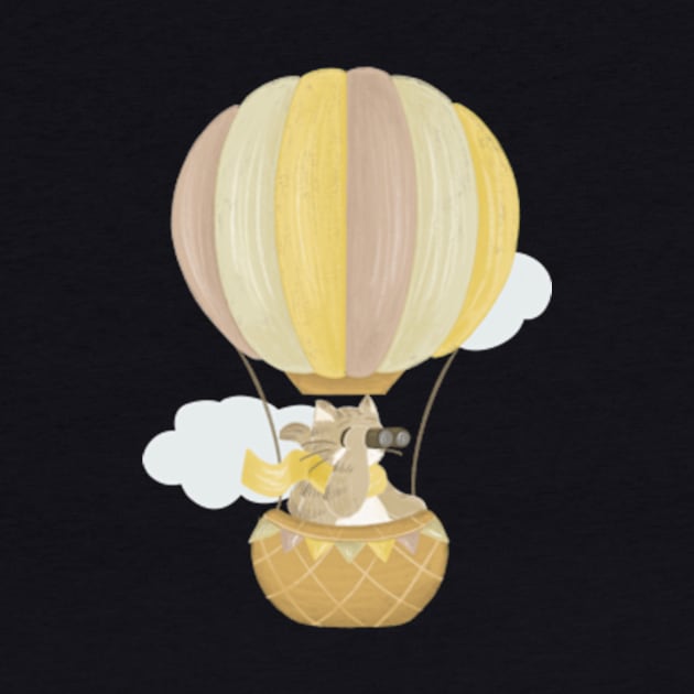 Cat in a hot air balloon by AbbyCatAtelier